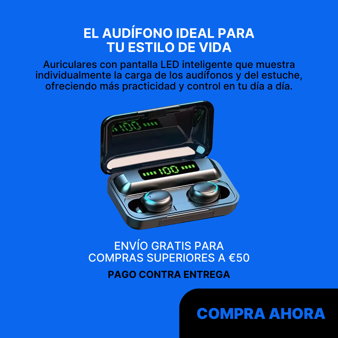Auriculares inalámbricos deportivo control táctil con pantalla LED