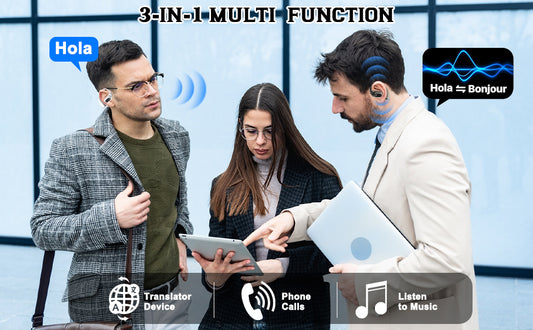 Openair 5 OWS - Auriculares inalámbricos Bluetooth de traducción, traductor al aire libre 3 en 1, traductor de idiomas en tiempo real con 138 idiomas compatibles con iOS y Android (blanco)