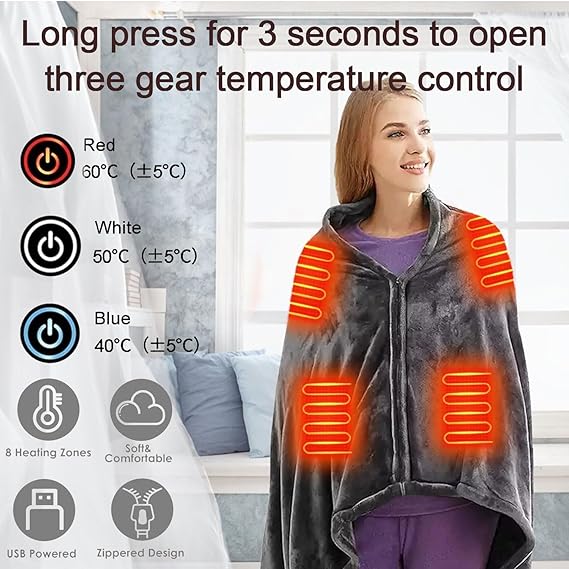 Manta eléctrica térmica con 3 niveles de temperatura