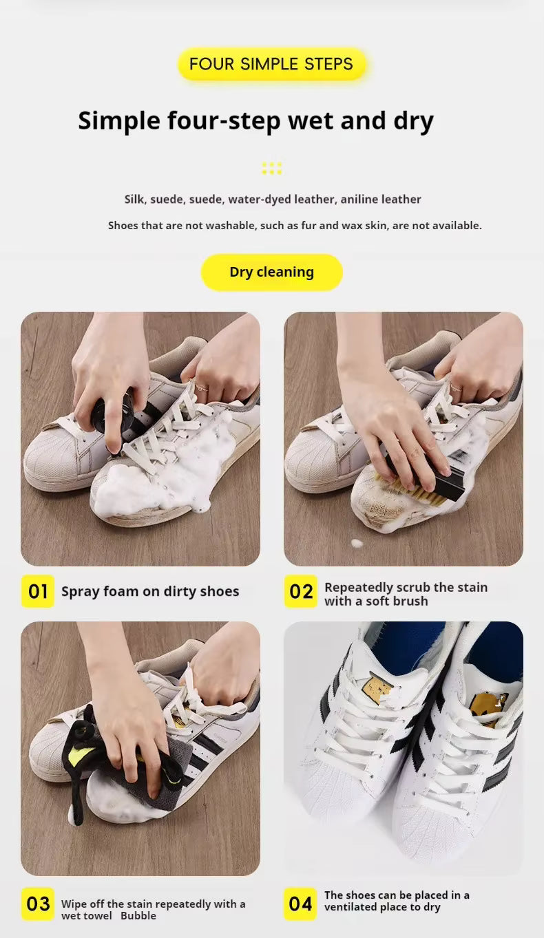 Juego de limpiador de zapatillas de espuma sin agua